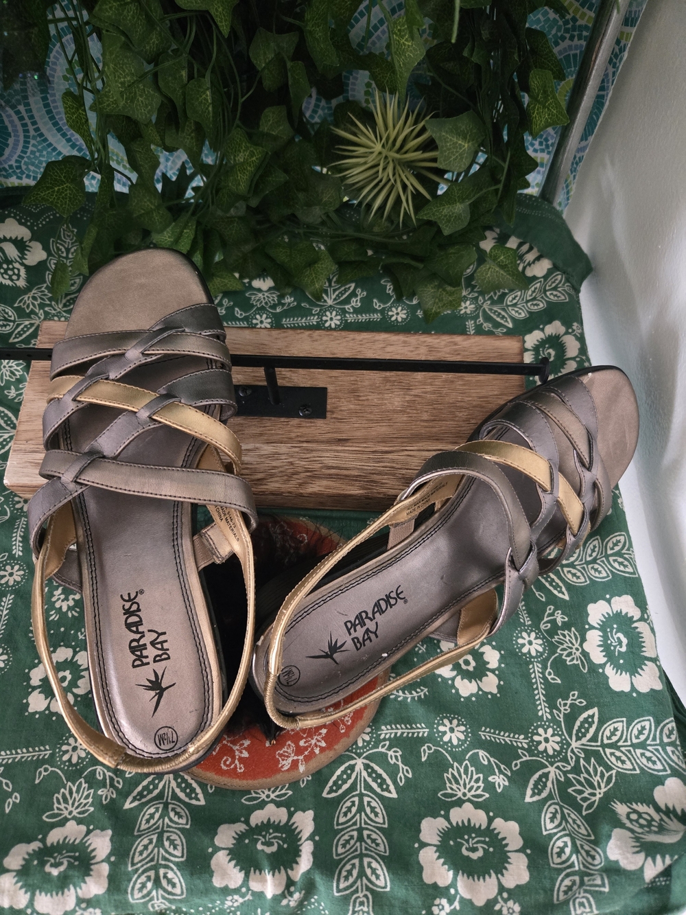 4/$15 Women’s Strappy Slingback Sandals in Metallic Bronze and Gold